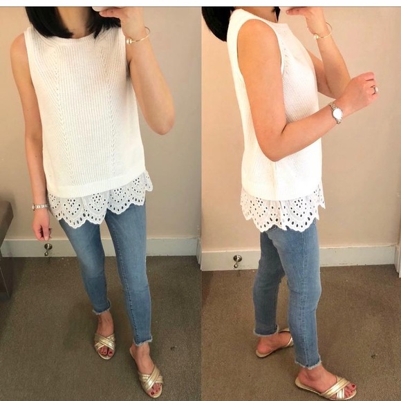 LOFT Sleeveless Eyelet Top - Picture 8 of 8